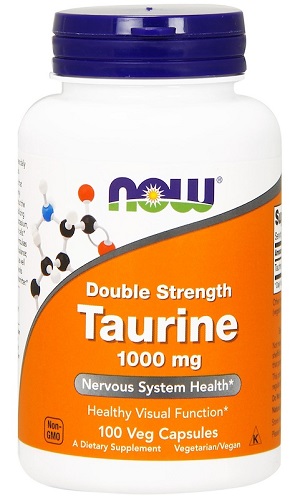 Now Taurine Double Strength 1000mg 100 Vegetable Capsules  